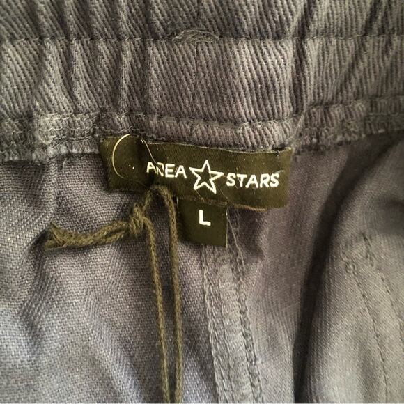 Area Stars NWT Women’s Navy Blue Ali Cropped Drawstring Cut Hem Pants Large - Picture 9 of 16